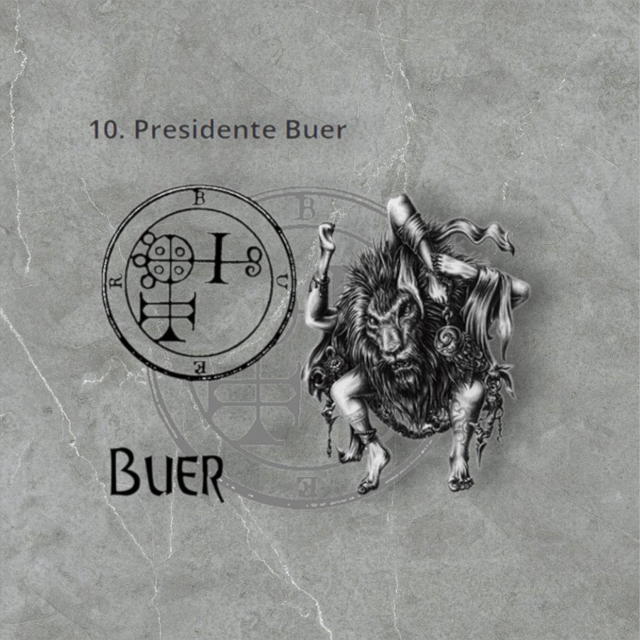 I wove Demon 10 PRESIDENT BUER and Secret Seal of Solomon 72 Demons Lesser Key of Solomon Goetia In Silver 3 x 2.5 cm 12 Gr Art 1869 - Bricks Masons