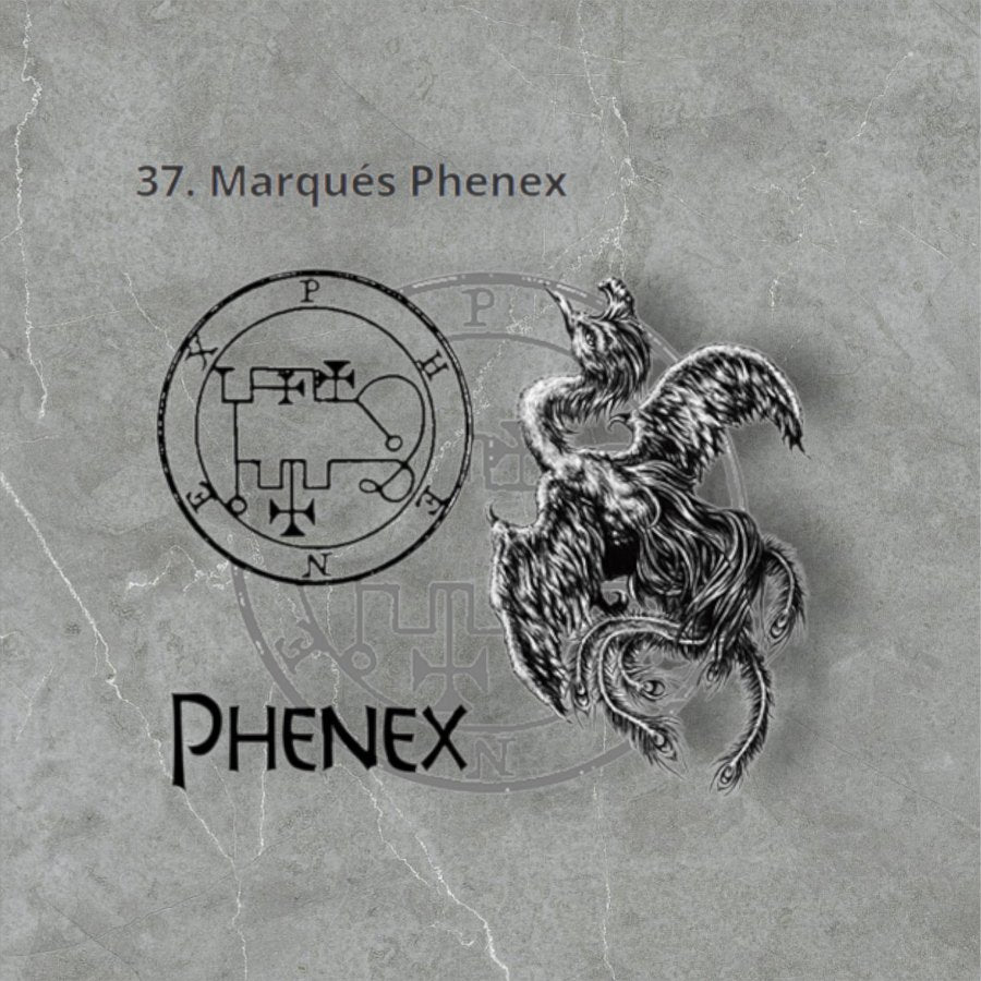 Demon Pendant 37 MARQUES PHENEX and Secret Seal of Solomon 72 Demons Lesser Key of Solomon Goetia In Silver 3 x 2.5 cm 12 Gr Art 1896 - Bricks Masons