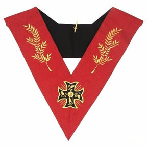 18th Degree Scottish Rite Collar - Red Moire with Acacia Leaf - Bricks Masons