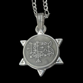 Demon Pendant 53 PRESIDENT CAMIO and Secret Seal Solomon 72 Demons Minor Key of Solomon Goetia In Silver 3 x 2.5 cm 12 Gr Art 1912 - Bricks Masons