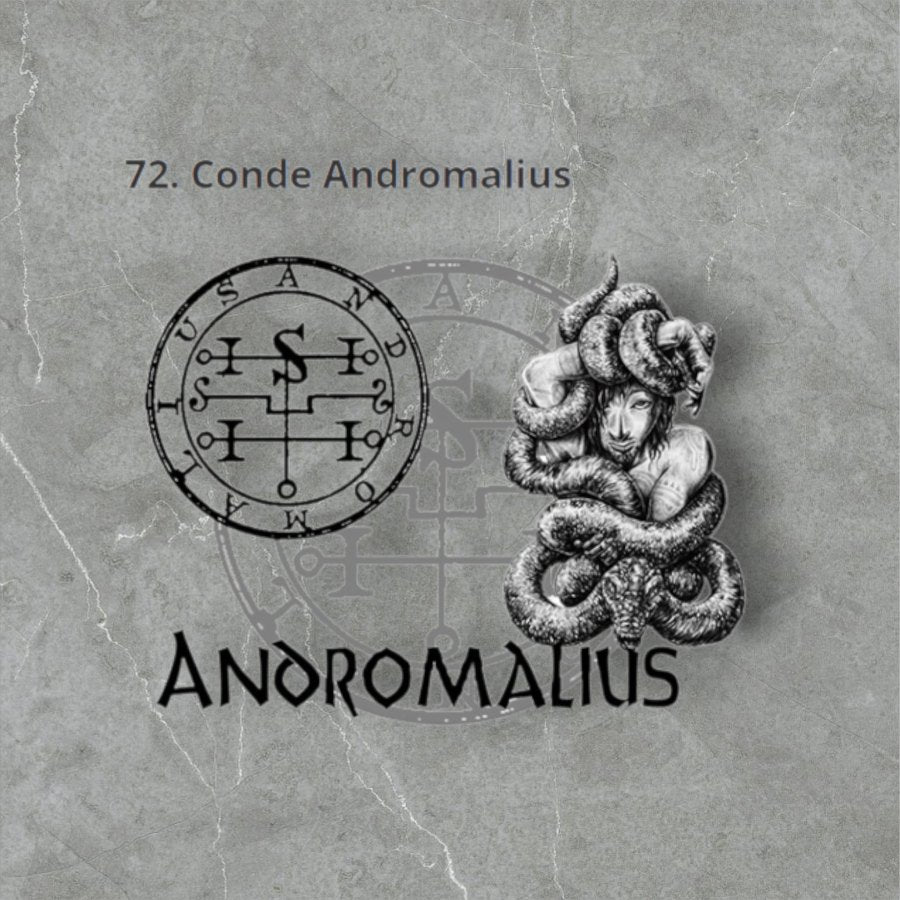 I commemorate Demon 72 COUNT ANDROMALIUS and Secret Seal of Solomon 72 Demons Lesser Key of Solomon Goetia In Silver 3 x 2.5 cm 12 Gr Art 1931 - Bricks Masons