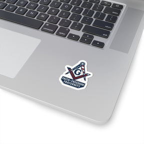 Master Mason Blue Lodge Sticker Decal - Kiss-Cut Faith Freedom Fraternity US Flag - Bricks Masons