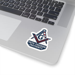 Master Mason Blue Lodge Sticker Decal - Kiss-Cut Faith Freedom Fraternity US Flag - Bricks Masons