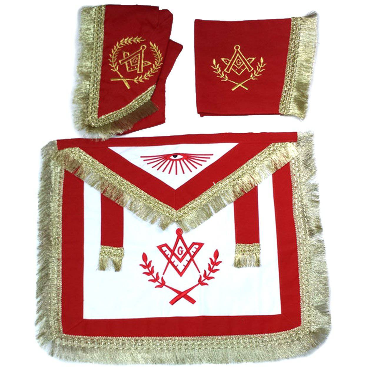 Master Mason Blue Lodge Regalia Set - Red & White with Fringe