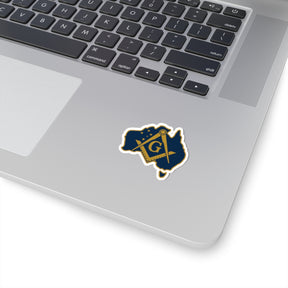 Master Mason Blue Lodge Australia Jurisdiction Sticker Decal - Kiss-Cut Golden Square & Compass G - Bricks Masons