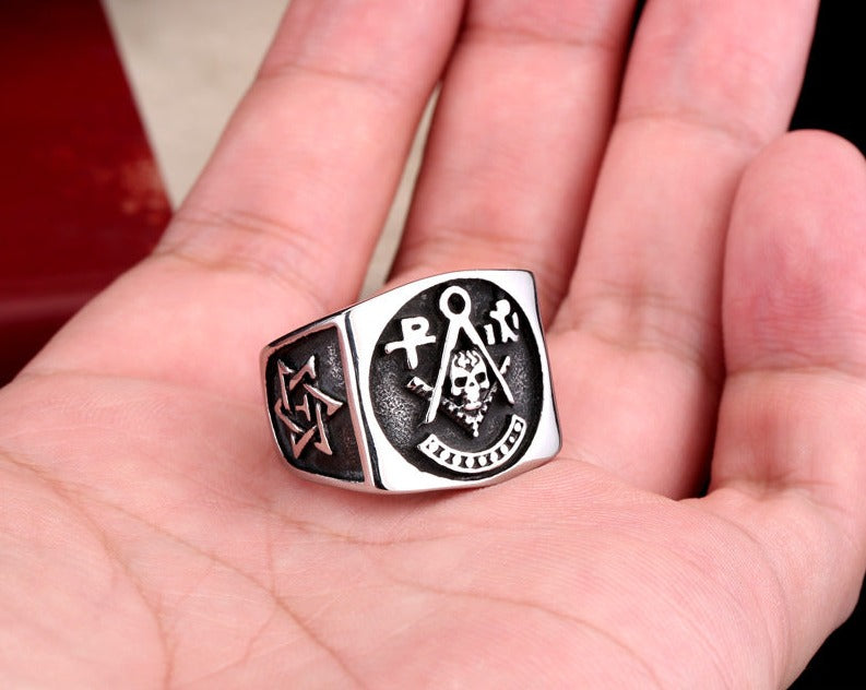 Past Master Blue Lodge Ring - Silver In Stainless Steel - Bricks Masons