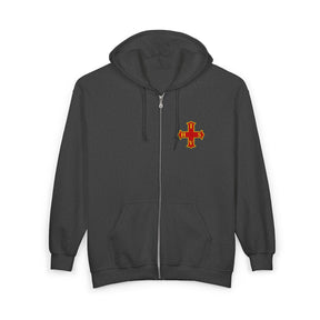 Red Cross of Constantine Hoodie - Zip Up Jacket Embroidered Front & Rear - Bricks Masons