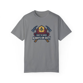 Master Mason Blue Lodge T-Shirt - Garment-Dyed Firefighter Tee - Bricks Masons