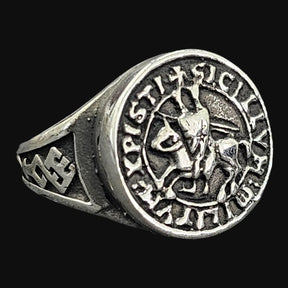Knights Templar Ring, Templar Christ of the Temple, in Silver, 1.6 cm, 9 g, Art. 290 - Bricks Masons
