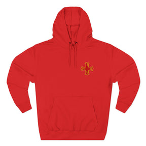 Red Cross of Constantine Hoodie - Three-Panel Fleece Chest Embroidered Motif - Bricks Masons