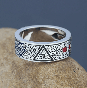 32nd Degree Scottish Rite Ring - 925 Sterling Silver/ 14k Real Gold Eagle - Bricks Masons