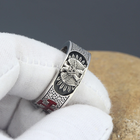32nd Degree Scottish Rite Ring - 925 Sterling Silver/ 14k Real Gold Eagle - Bricks Masons