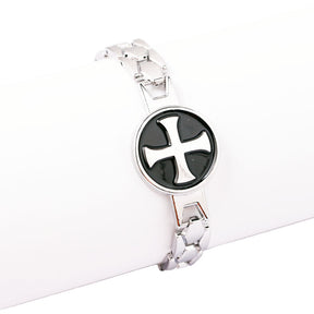 Knights Templar Commandery Bracelet - Silver Alloy With Black Cross - Bricks Masons