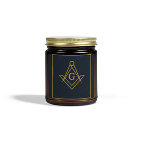 Master Mason Blue Lodge Candle - Scented Coconut Apricot Wax, 4oz & 9oz - Bricks Masons