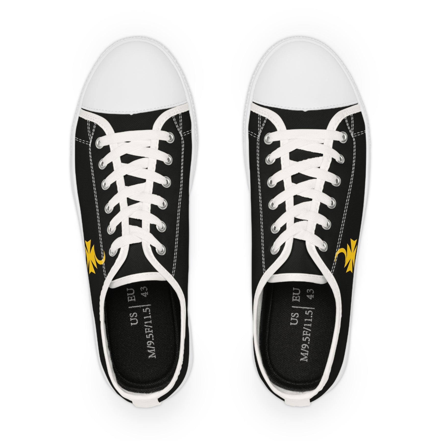 Knights of Constantinople Sneaker - Low Top Sneaker Black & White Golden Emblem - Bricks Masons