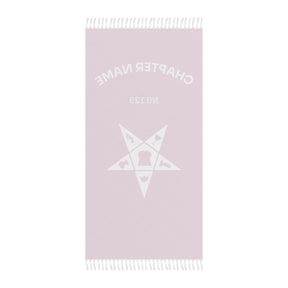 OES Towel - Pink Polyester With White Star Customizable Beach Cloth - Bricks Masons
