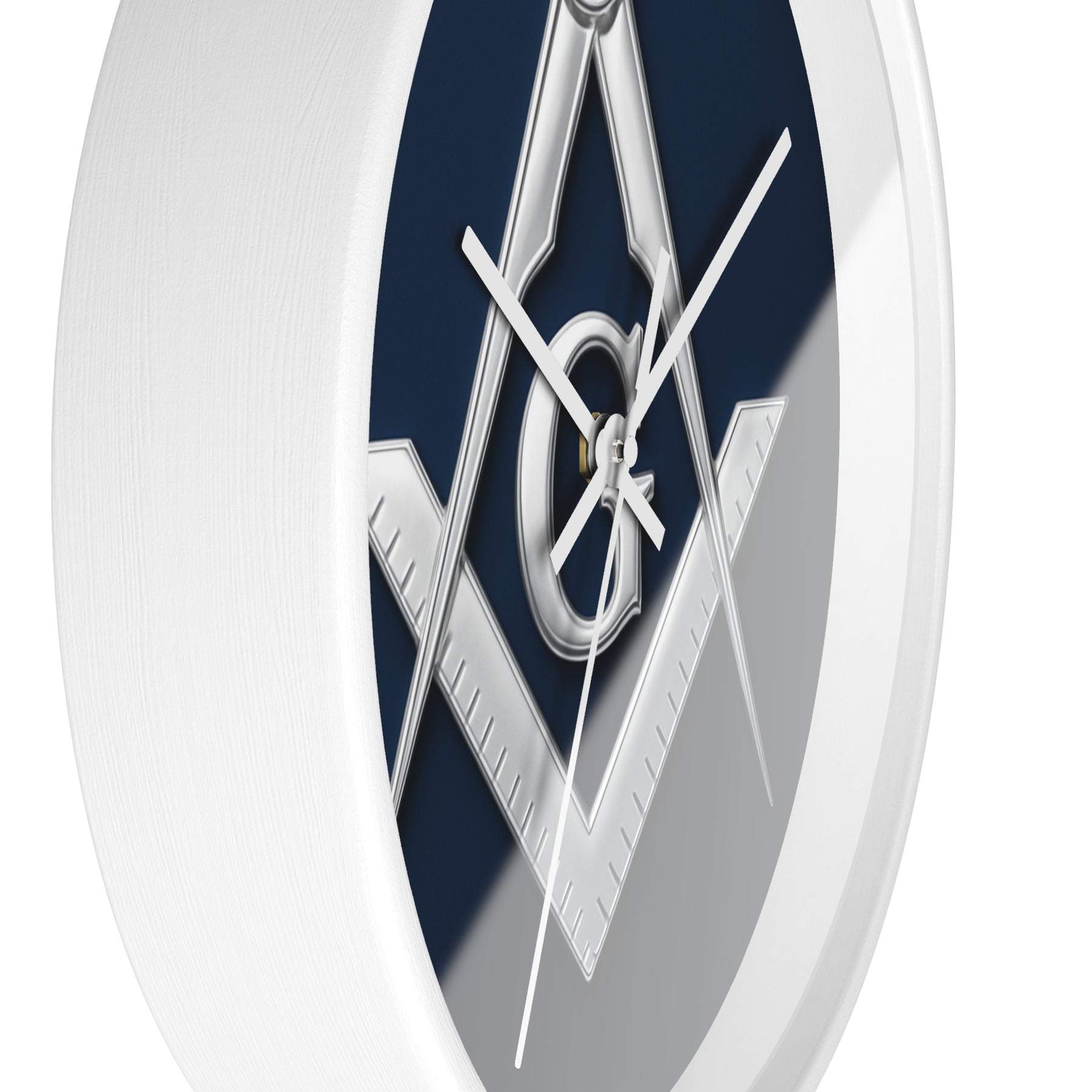 Master Mason Blue Lodge Clock - S&C G Emblem on Wood Frame - Bricks Masons