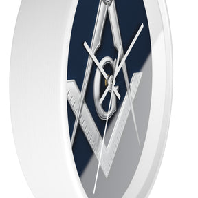 Master Mason Blue Lodge Clock - S&C G Emblem on Wood Frame - Bricks Masons