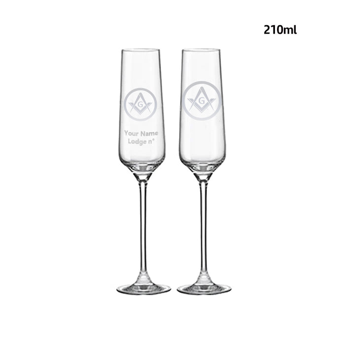 Master Mason Blue Lodge Champagne Flute - 2 Pieces Set