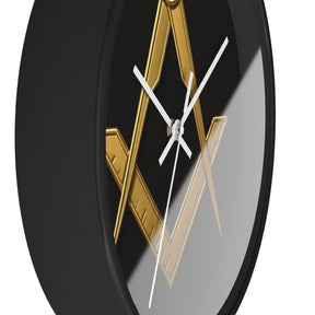 Master Mason Blue Lodge Clock - Classic Square & Compass on Wood Frame - Bricks Masons