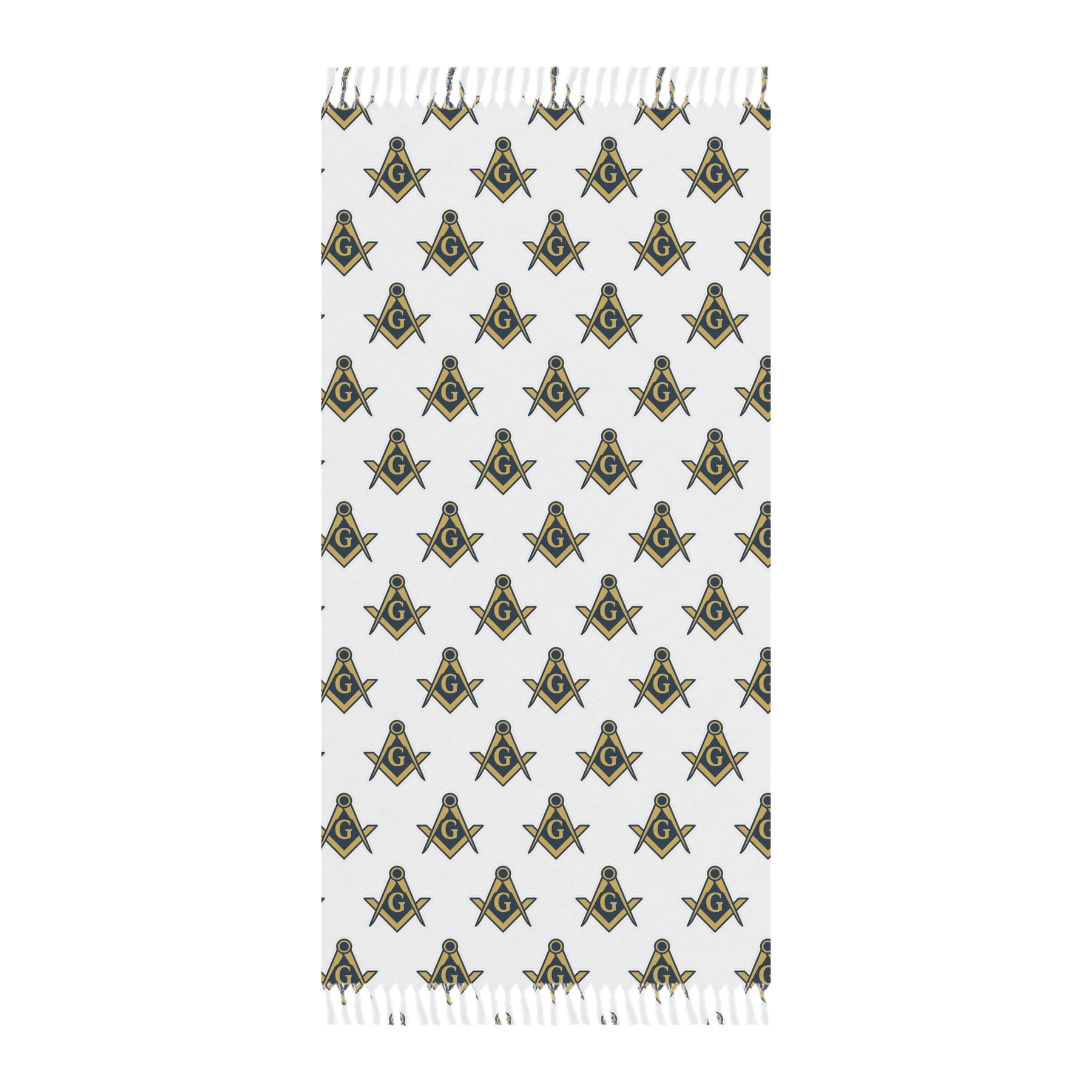 Master Mason Blue Lodge Towel - Square & Compass With Knotted Tassels - Bricks Masons