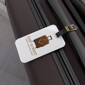 Master Mason Blue Lodge Luggage Tag - Traveling Light With Black Leather Strap - Bricks Masons