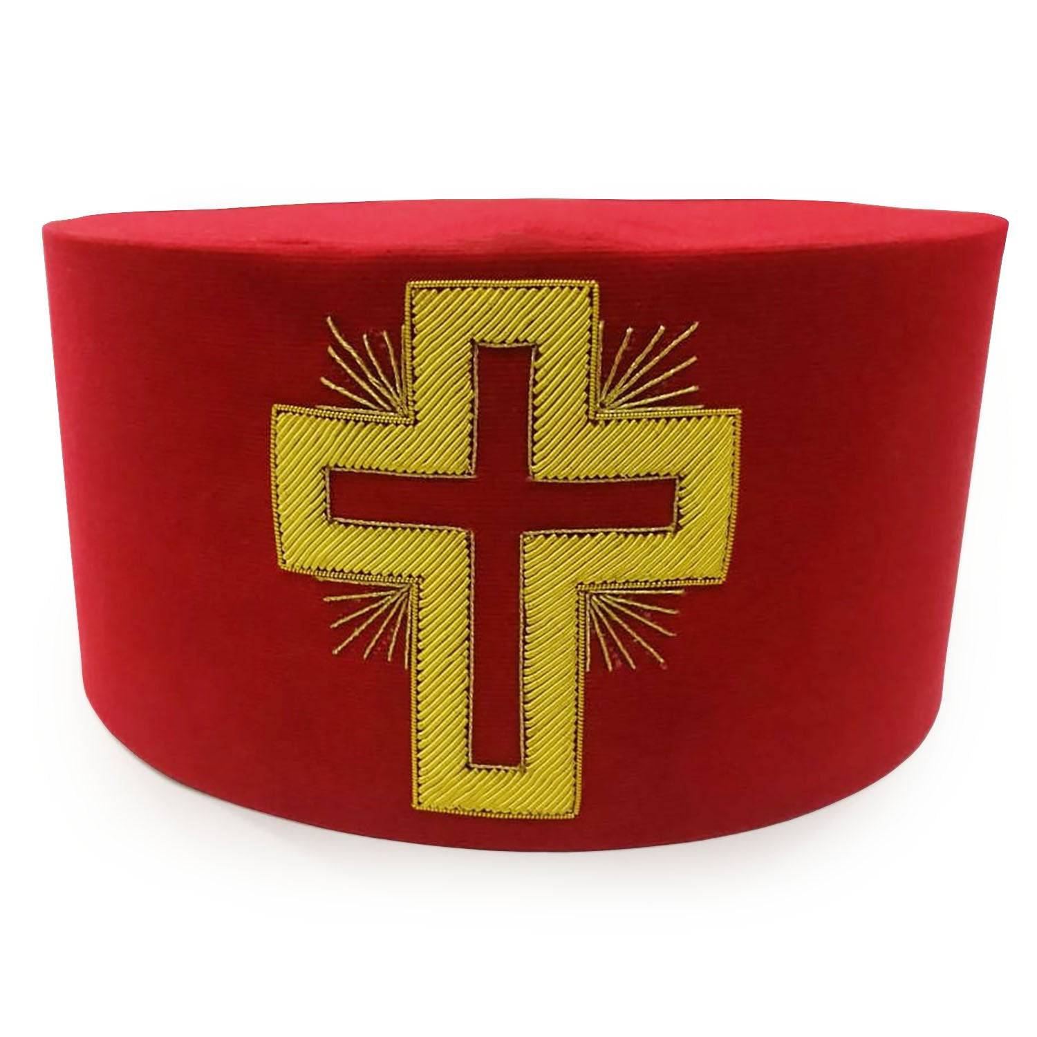 Past Commander Knights Templar Commandery Crown Cap - Red Passion Cross