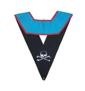 Worshipful Master Memphis Misraim French Regulation Collar - Sky Blue Moire with Pink Edges