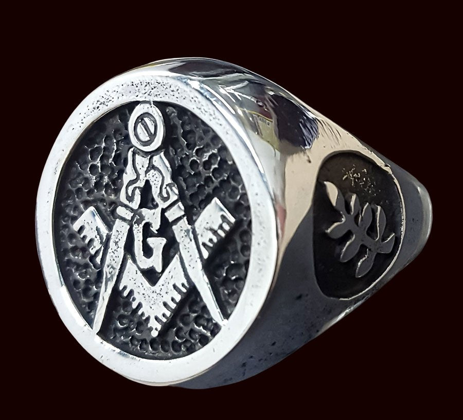 Masonic Ring Compass Square Acacia Silver 12 Gr Art 60 - Bricks Masons