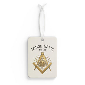 Master Mason Blue Lodge Car Air Freshener - Square Compass & Eye With Customization - Bricks Masons