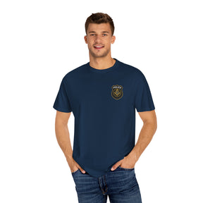 Master Mason Blue Lodge T-Shirt - Police Mason Garment-Dyed Tee - Bricks Masons