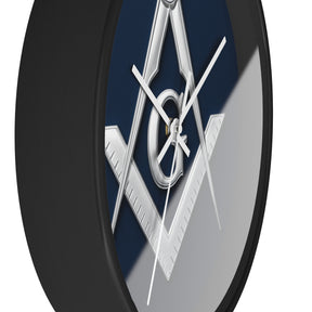 Master Mason Blue Lodge Clock - S&C G Emblem on Wood Frame - Bricks Masons