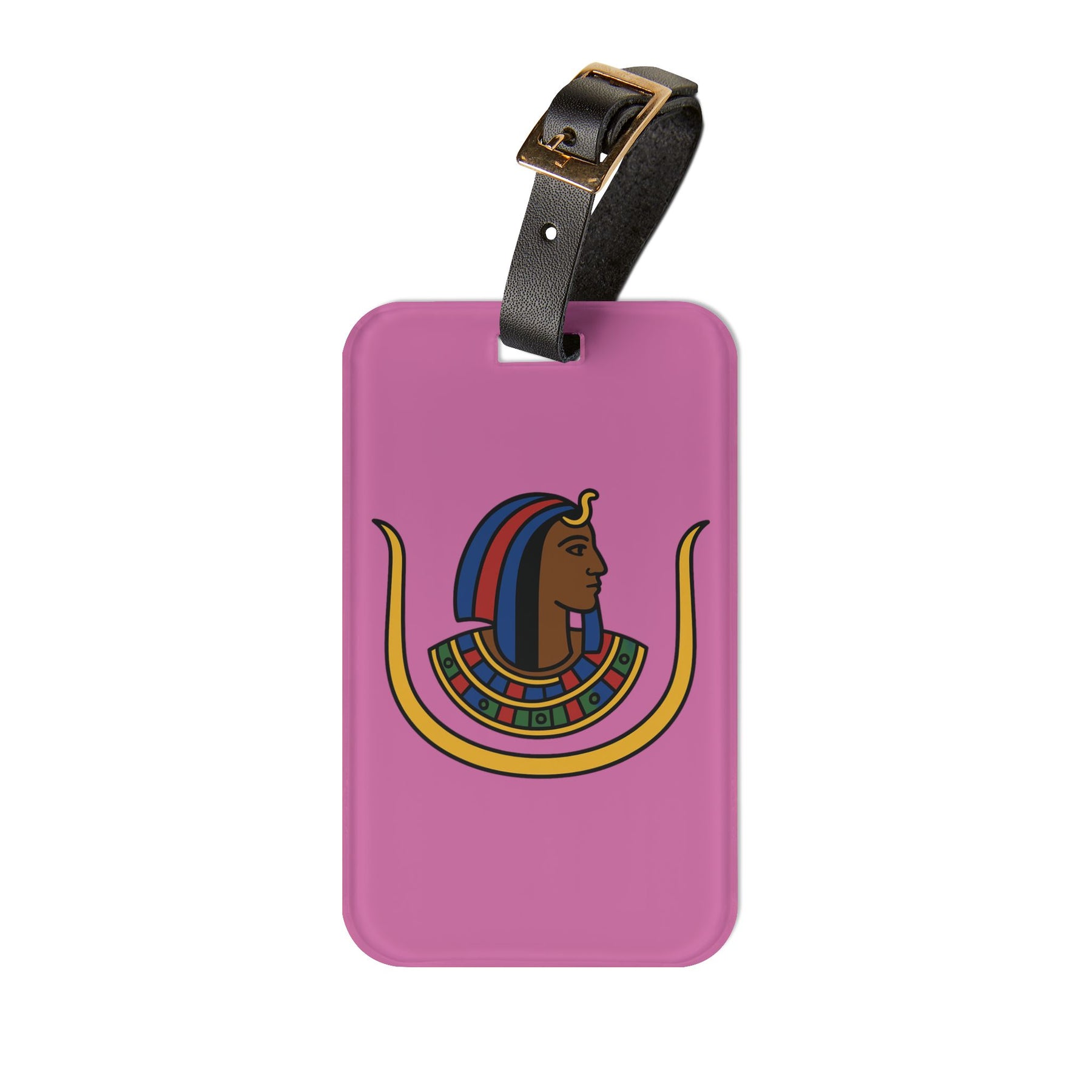 DOI Luggage Tag - Pink With Black Leather Strap - Bricks Masons