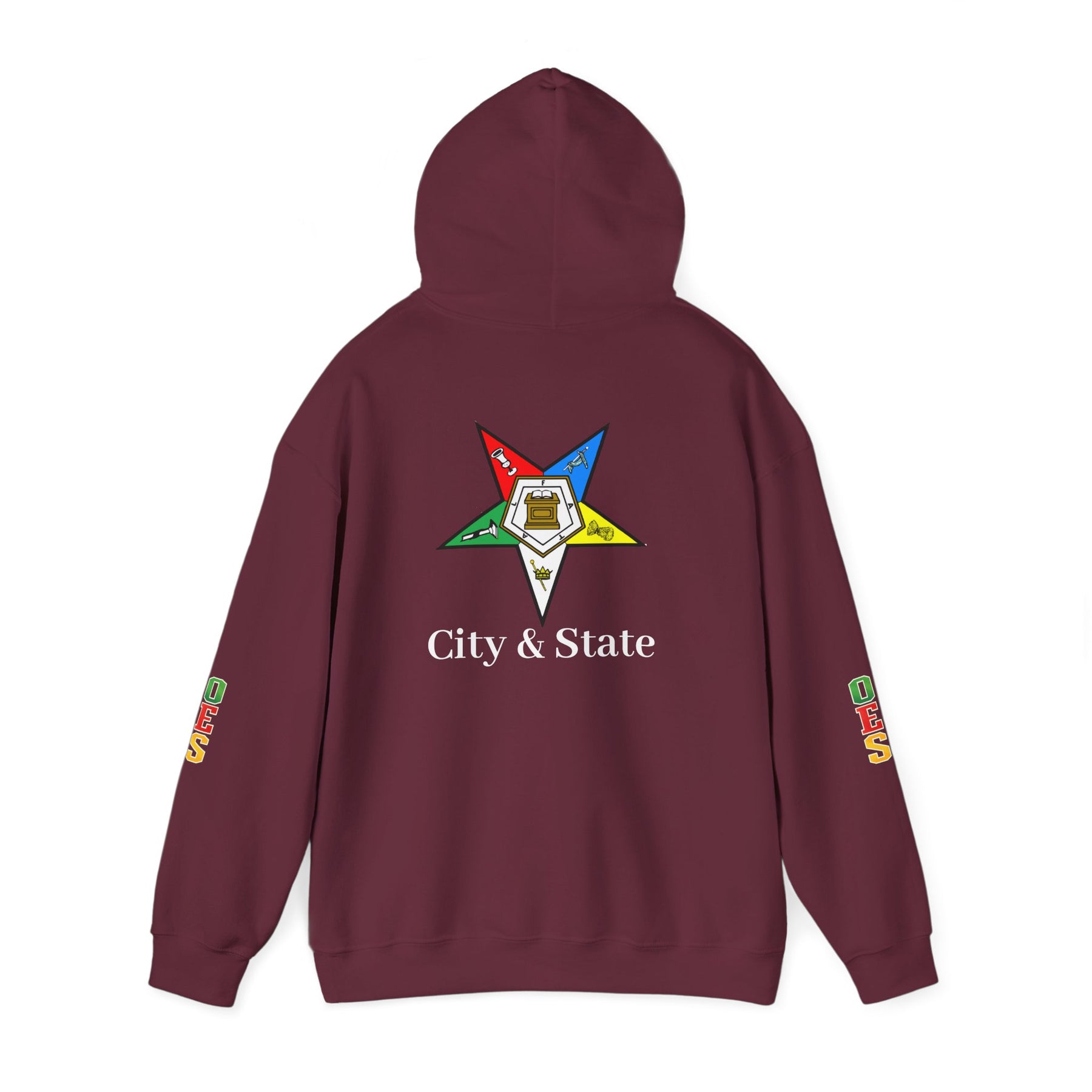 OES Hoodie - Colorful Eastern Star & Initials with Personalization - Bricks Masons