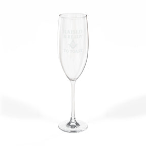 Master Mason Blue Lodge Champagne Flute - Raised and Ready To Toast with S&C G