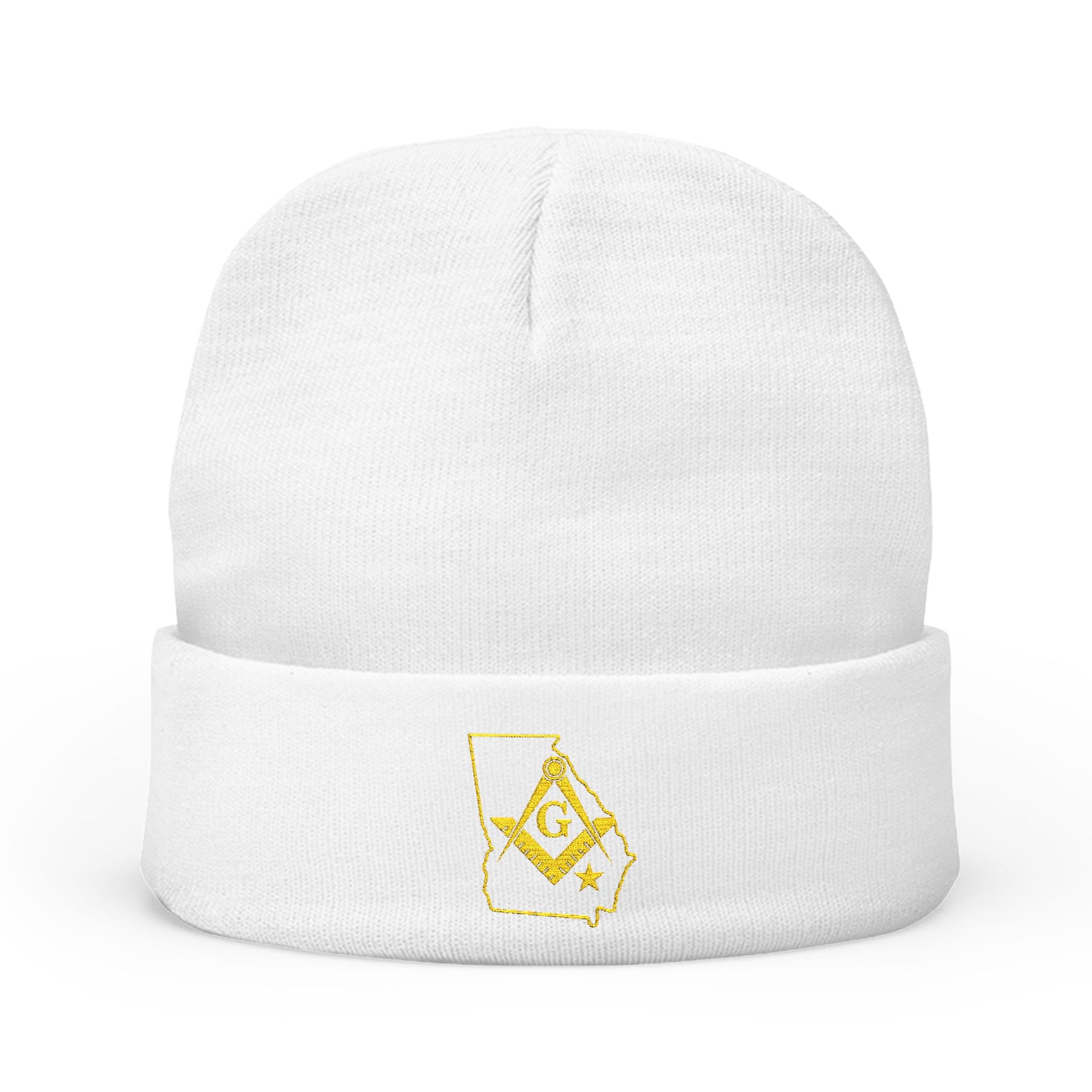Master Mason Blue Lodge Beanie - Knit Embroidery Georgia Mason - Bricks Masons
