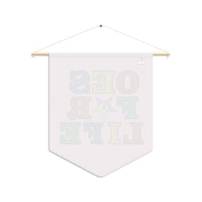 OES Pennant - OES for Life Pink Polyester Twill With Wooden Dowel - Bricks Masons