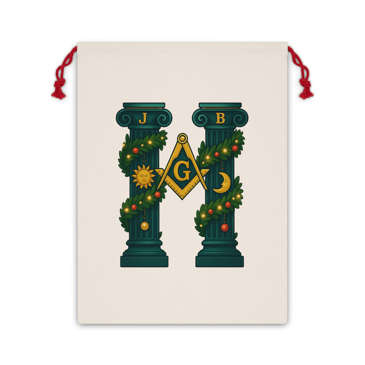 Master Mason Blue Lodge Gift Bag - Durable Polyester S&C G with Pillars - Bricks Masons