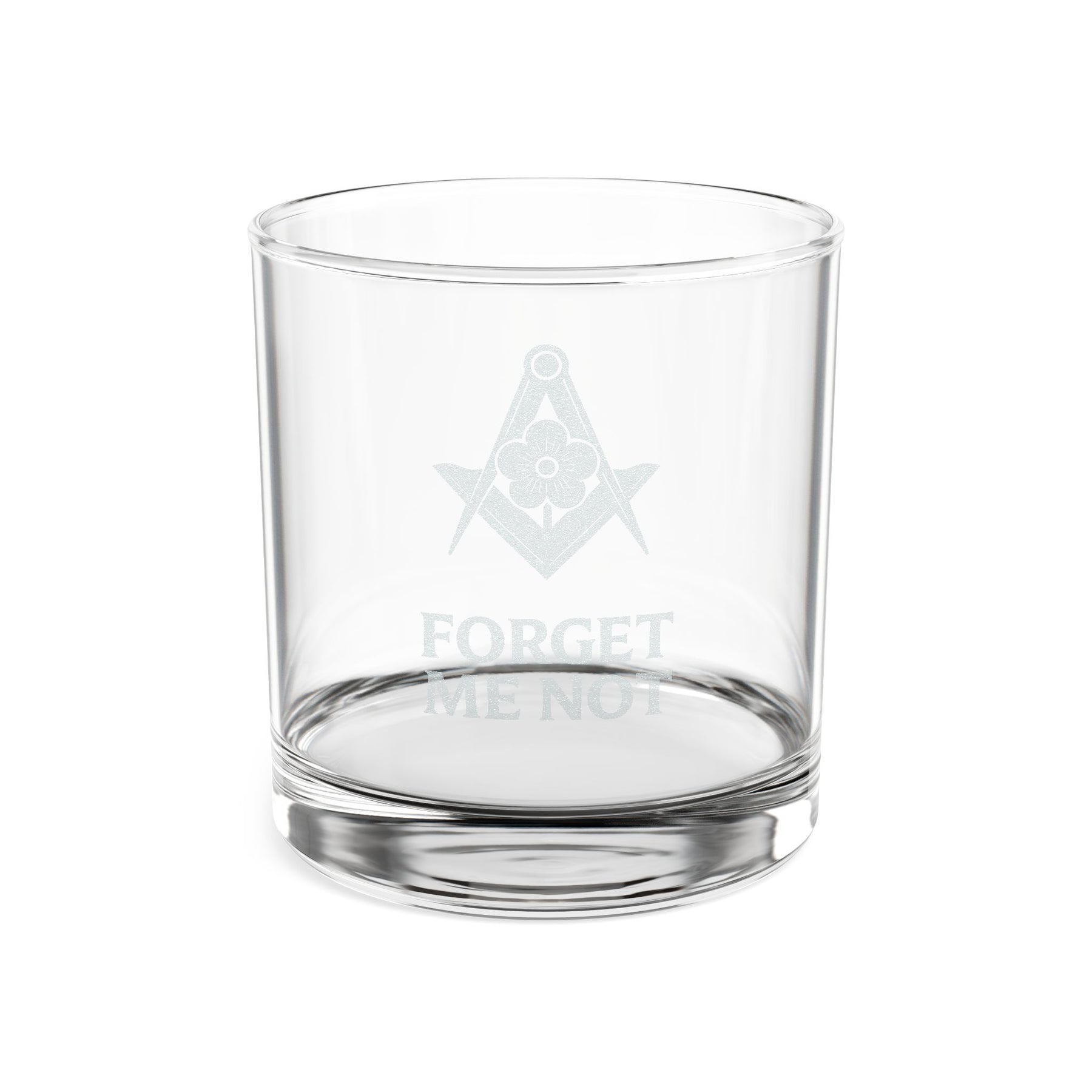 Master Mason Blue Lodge Whiskey Glass - Forget Me Not Square & Compasses