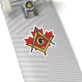Master Mason Blue Lodge Canada Jurisdiction Sticker Decal - Maple Leaf & Golden S&C - Bricks Masons
