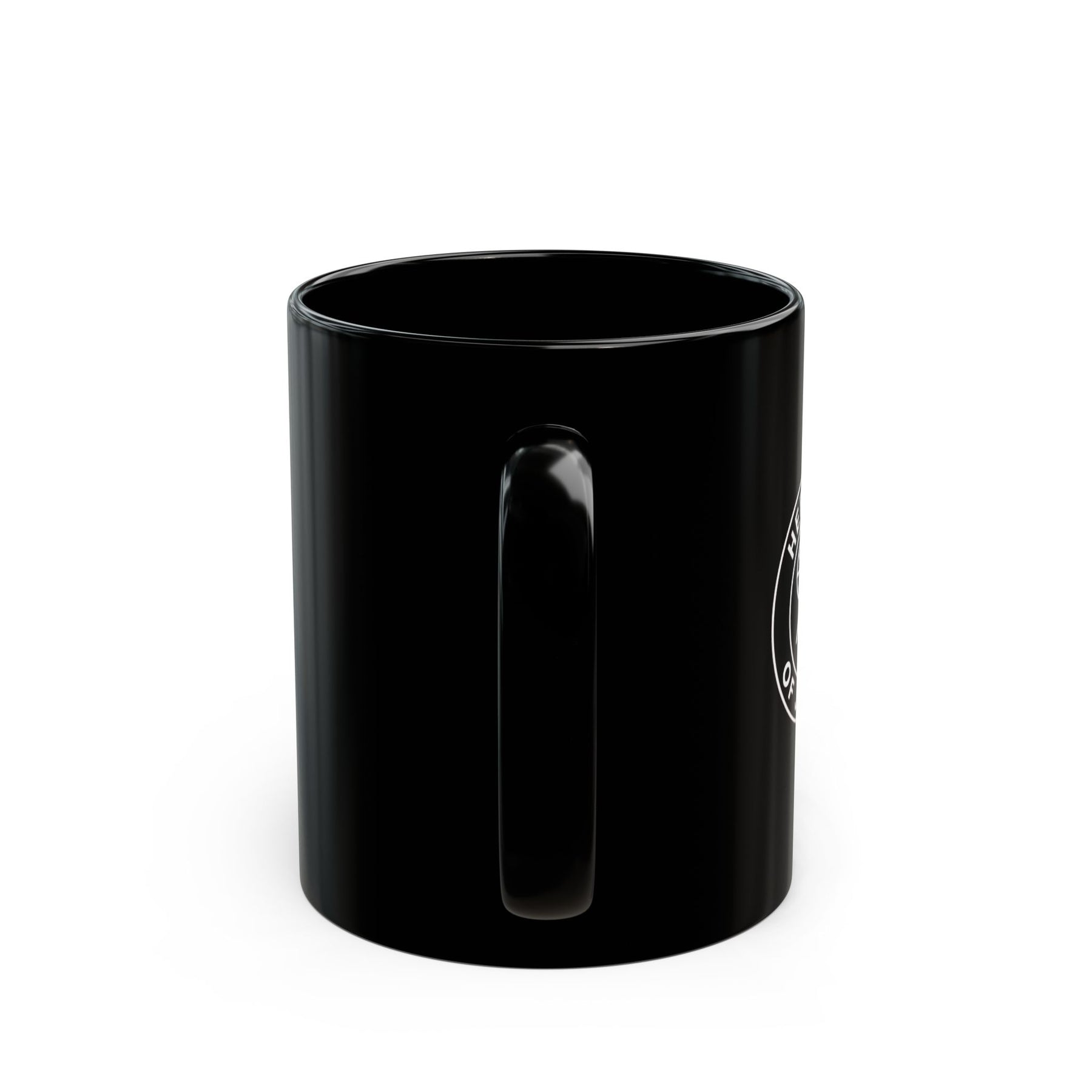 Heroines of Jericho Mug - Black with Spinning Wheel and Chair Emblem - Bricks Masons