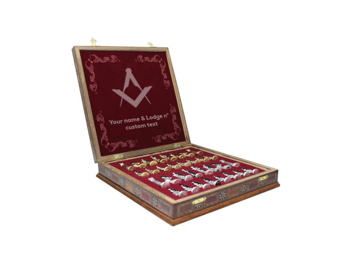 Master Mason Blue Lodge Chess Set - 16.5" (42cm) - Bricks Masons