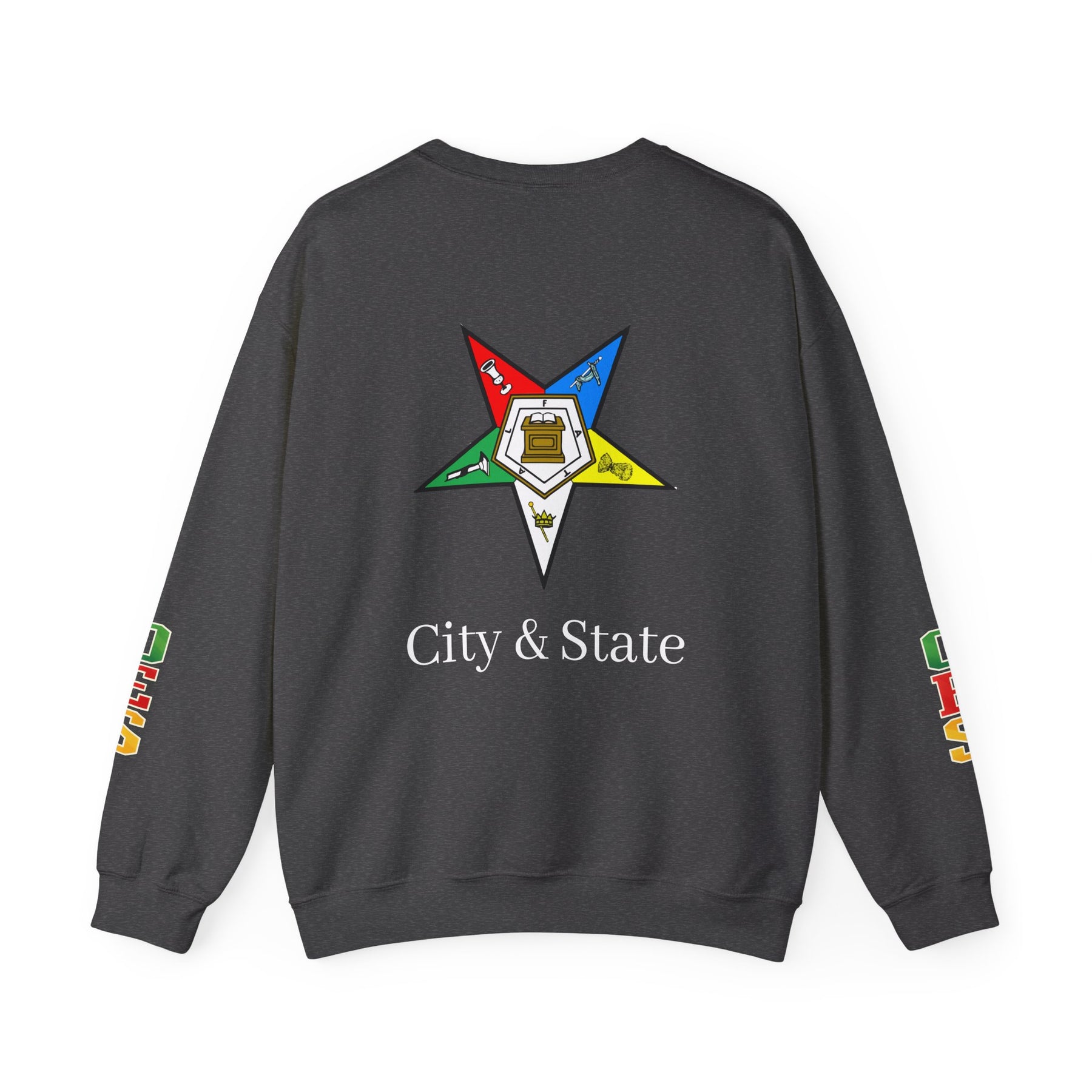 OES Sweatshirt - Colorful Eastern Star & Initials with Personalization - Bricks Masons