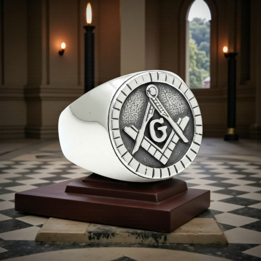 Masonic Master Degree Ring in Silver 11 Gr 1.6 Cm Art 88 - Bricks Masons