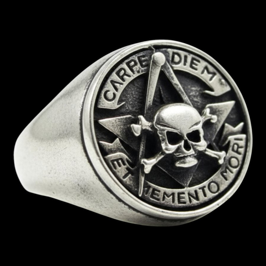 Masonic Carpe Diem Ring in Silver 1.8 cm 12 g Art 890 - Bricks Masons