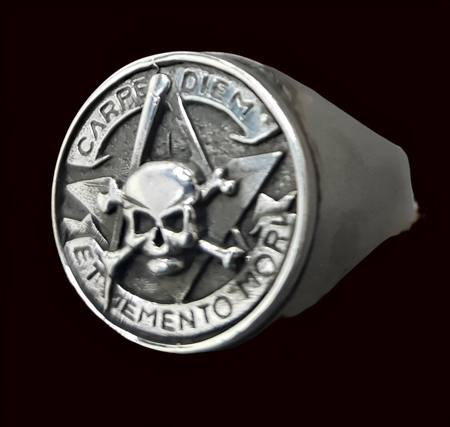 Masonic Carpe Diem Ring in Silver 1.8 cm 12 g Art 890 - Bricks Masons