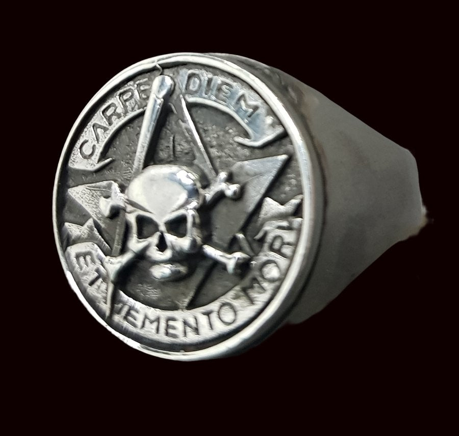 Masonic Carpe Diem Ring in Silver 1.8 cm 12 g Art 890 - Bricks Masons