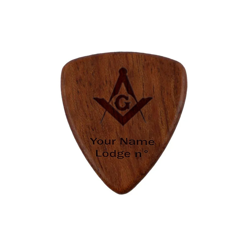 Master Mason Blue Lodge Wood Guitar Pick - Acoustic Electric Bass - Bricks Masons