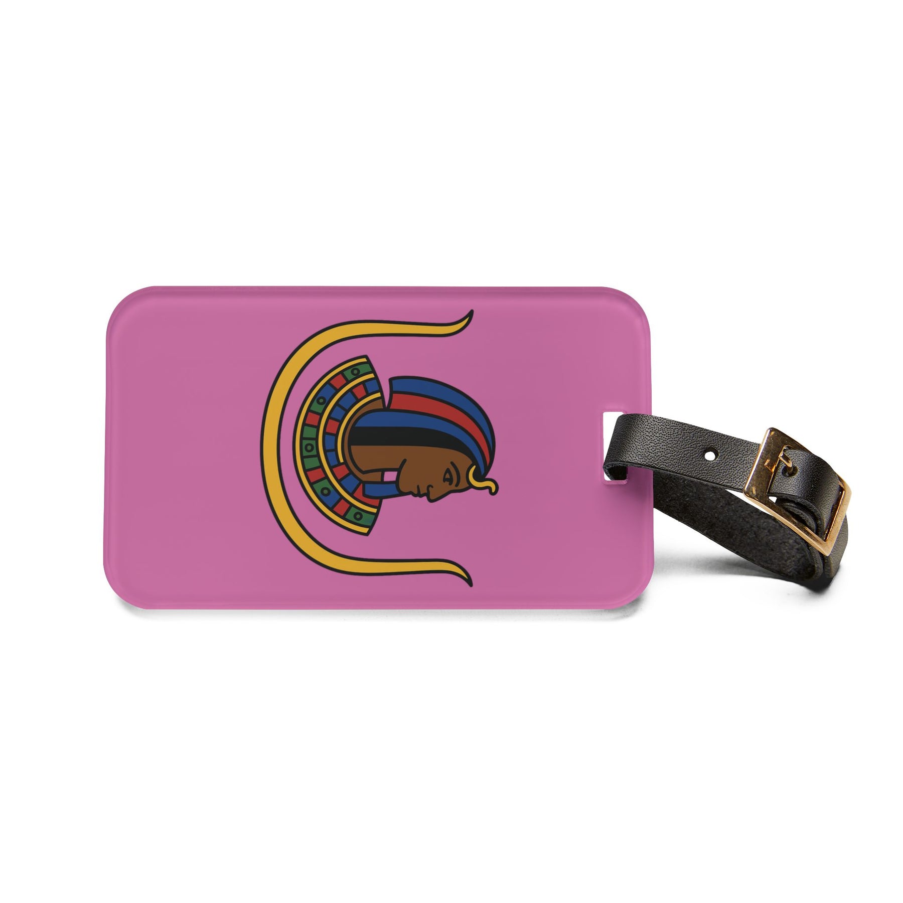 DOI Luggage Tag - Pink With Black Leather Strap - Bricks Masons
