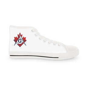 Master Mason Blue Lodge Canada Jurisdiction Sneaker - High Top Black & White Sole Canada Maple Leaf - Bricks Masons
